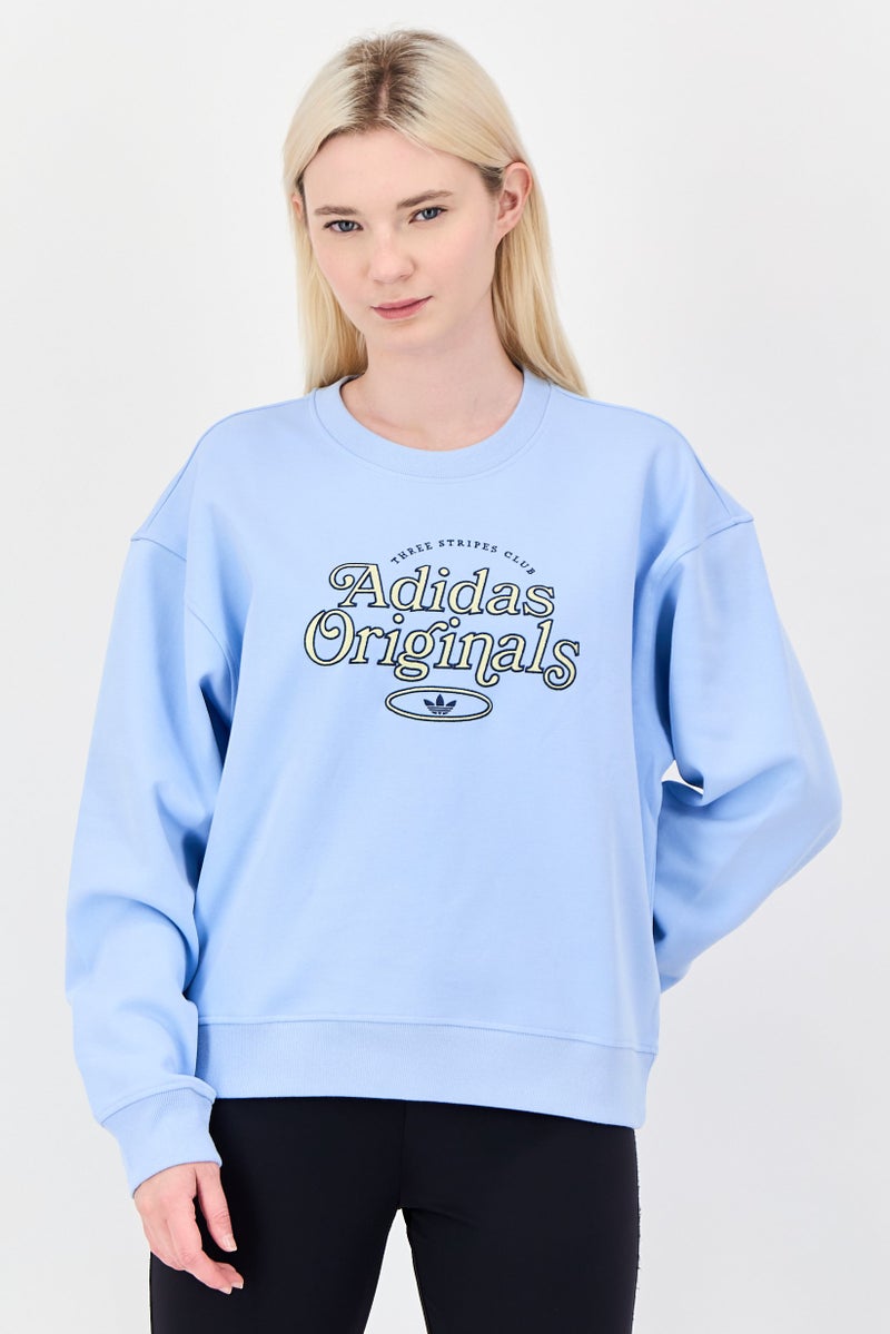 adidas Originals Women Sportswear Fit Long Sleeve Outdoor Sweatshirt, Light Blue - Image 1